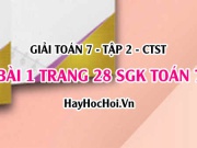 Giải bài 1 trang 28 Toán 7 Tập 2 SGK Chân trời sáng tạo